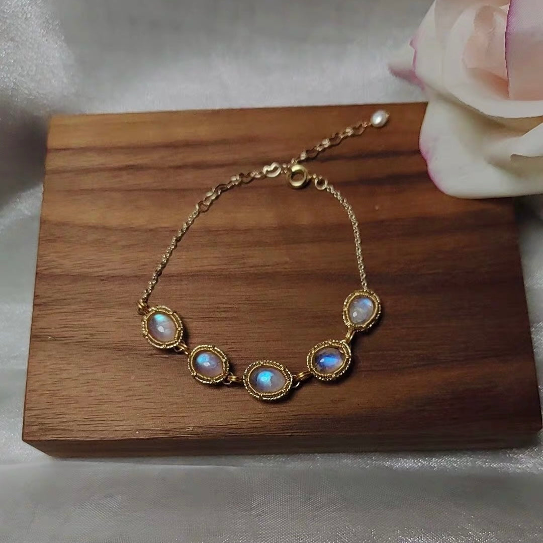 Sculpted Moonlight: Artisan Wire Wrap Bracelet