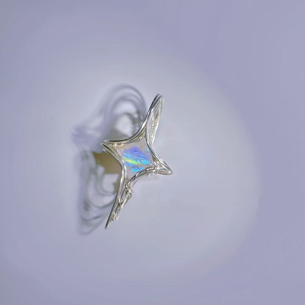 Urban Alchemy | Geometric Moonstone Pendant – Precision-Wrapped in 999 Silver